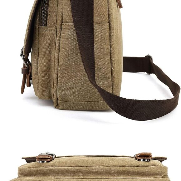 Canvas Vintage Messenger Bag Shoulder bag Leather Large Travel Crossbody bags fo - Picture 3 of 7